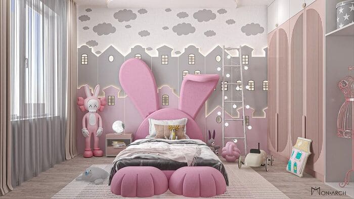 pink girls bed