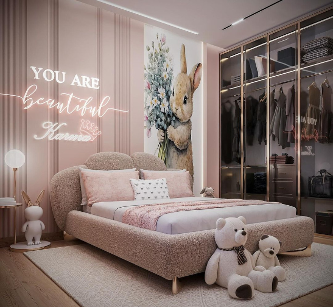 A Dreamy Girl's Bedroom Design in Pink Tones