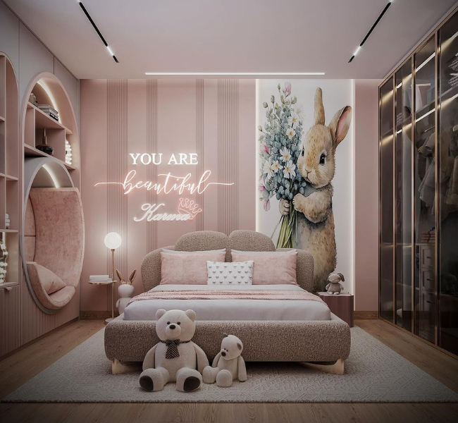 A Dreamy Girl's Bedroom Design in Pink Tones