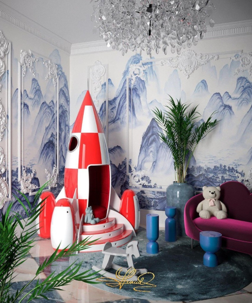 A Living Room For Kids With Magical Spacecraft