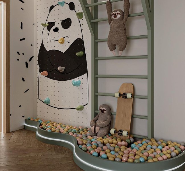 A Modern and Luxury Kids' Bedroom Design with Green Hues