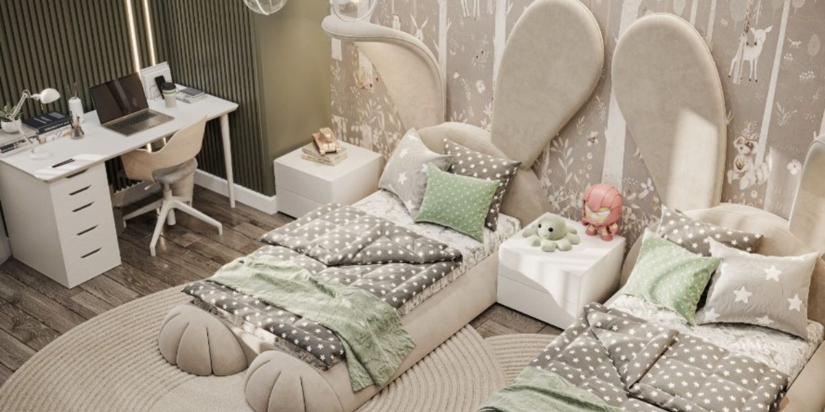 A Neutral Beauty Bedroom For Kid’s With Our Mr. Bunny Bed by Fayrouz Hesham