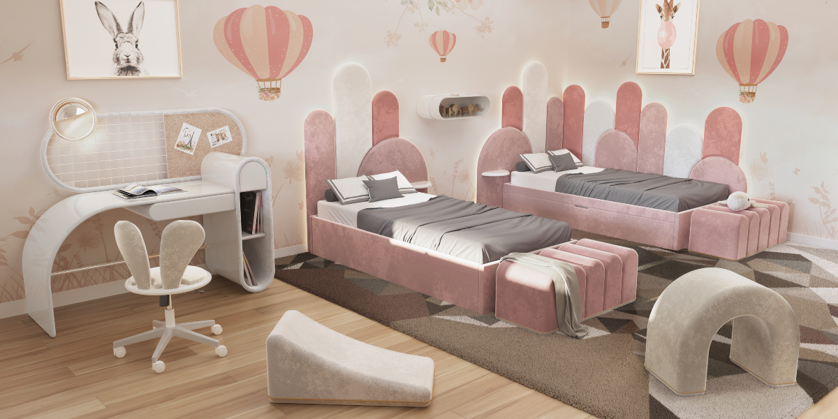 A Pink Girls' Room With The New Merida Bed