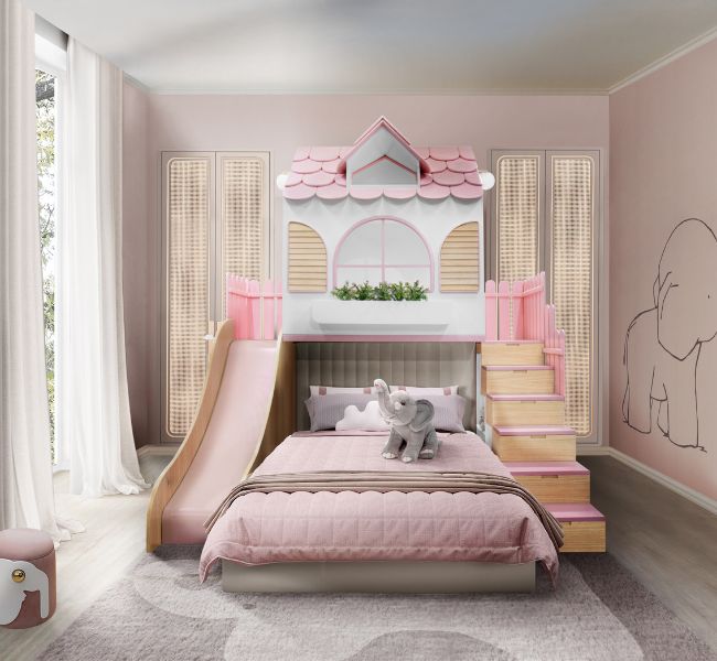 A Pink Paradise With the Dolly Playhouse Bed