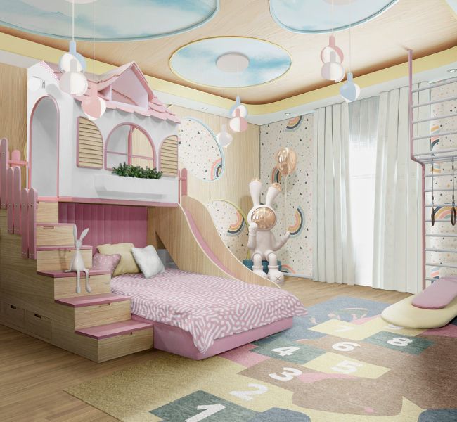 A Pink Paradise With the Dolly Playhouse Bed