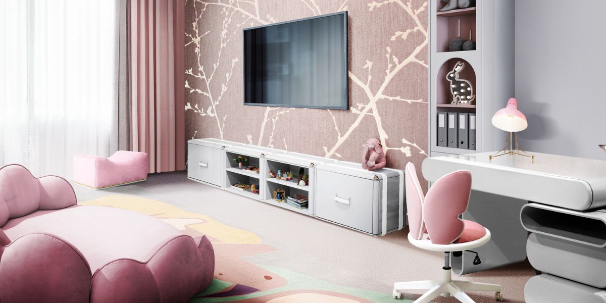 A Splash of Pink: Litlle One's Living Room & Study Combo