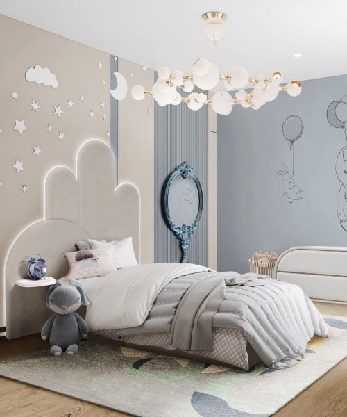 Beige Delight: A Cozy Retreat for Your Child's Bedroom