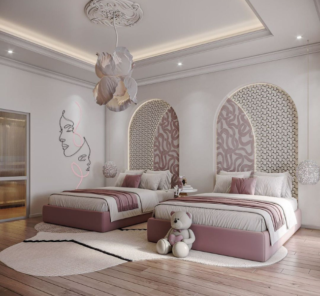 Enchanting Pink Haven: Dreamy Girls' Bedroom in Abu Dhabi