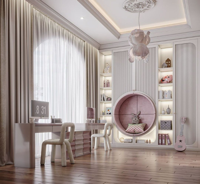 Enchanting Pink Haven: Dreamy Girls' Bedroom in Abu Dhabi