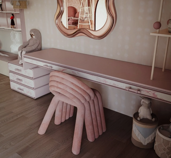 Inside Mai Saad’s Pink Children’s Bedroom: Soft Curves and Playful Details