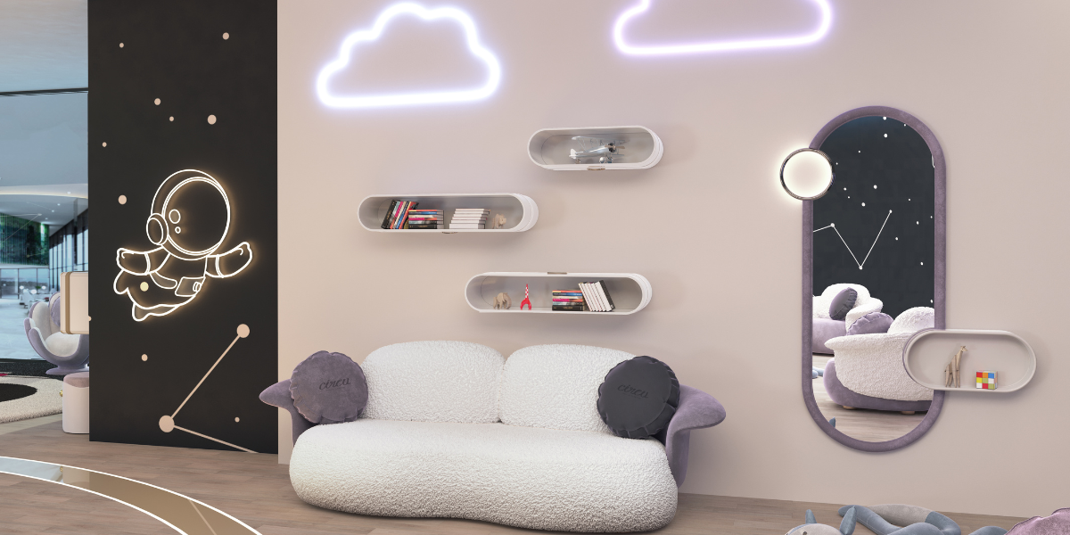 Kids' Luxury Living Room in Lavish Purple Tones