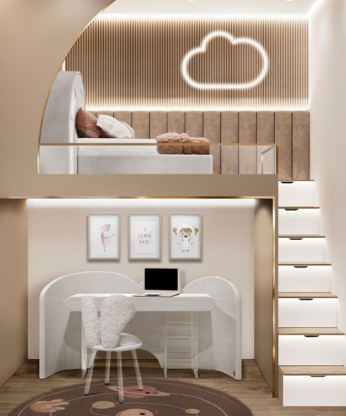 The Cozy Elegance of a Two-Floor Brown-Toned Bedroom