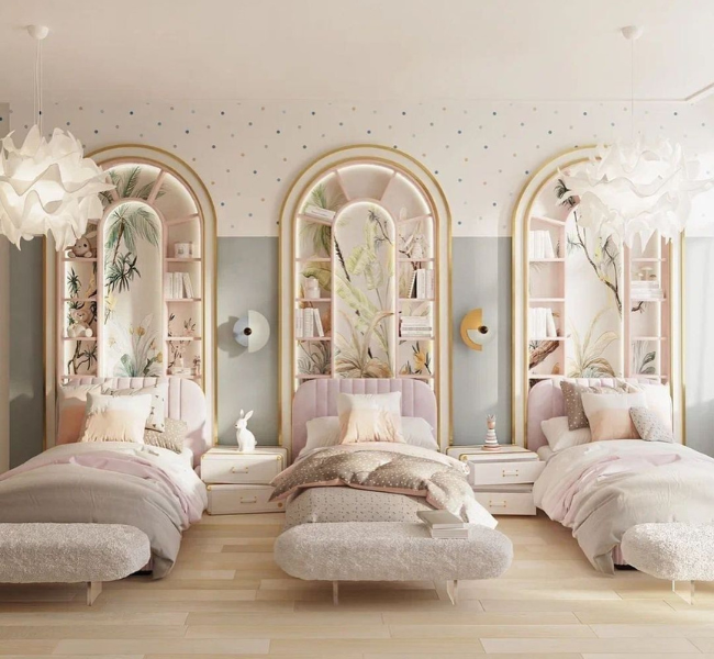 Whimsical Wonderland: Designing a Pink Bedroom for Three Little Girls