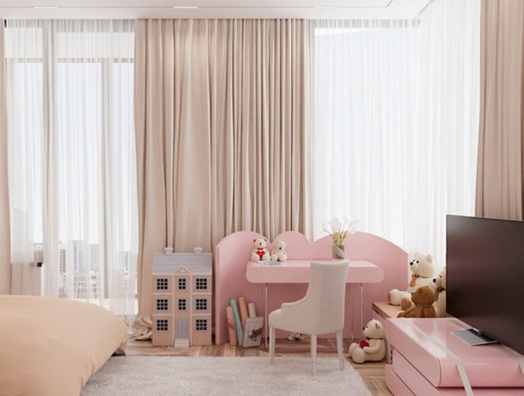 Functional and Dreamy Kids Desk in Pastel Pink Girls Room