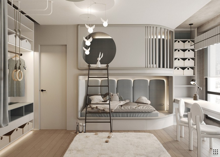 Modern Nursery Room in Palm Apartment by Zrobym Architects | Circu ...
