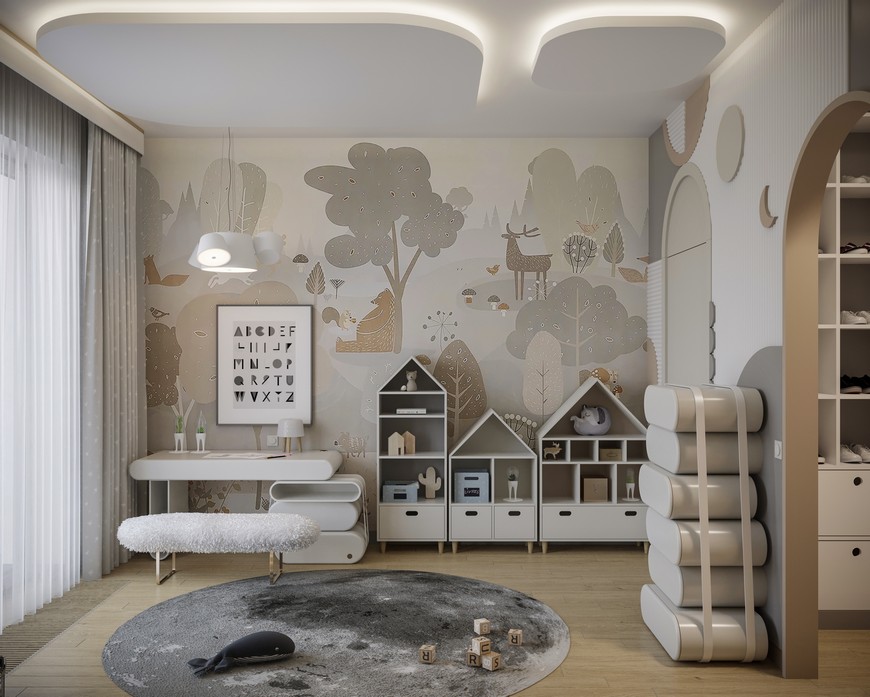 Cloudy Kids Bedroom Design with Modern Elements Cloudy Kids Bedroom Design with Modern Elements