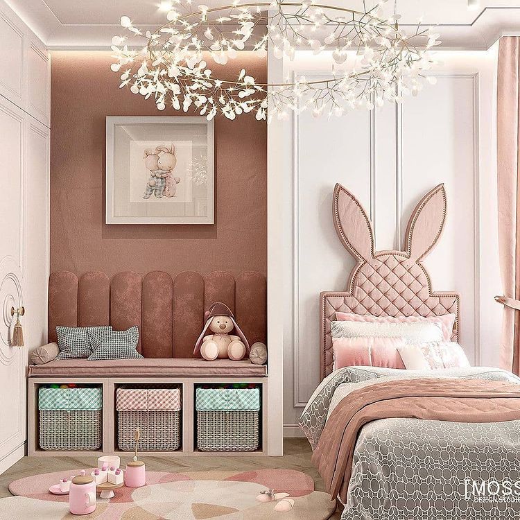 modern blush pink girls bedroom