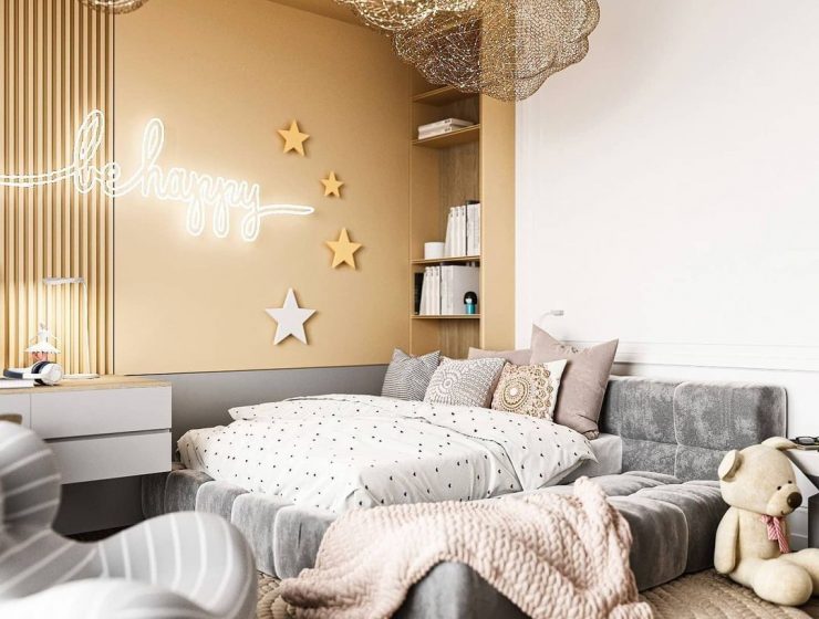 Adorable Kids Bedroom Design by StudioNacrt in soft Yellow Tones