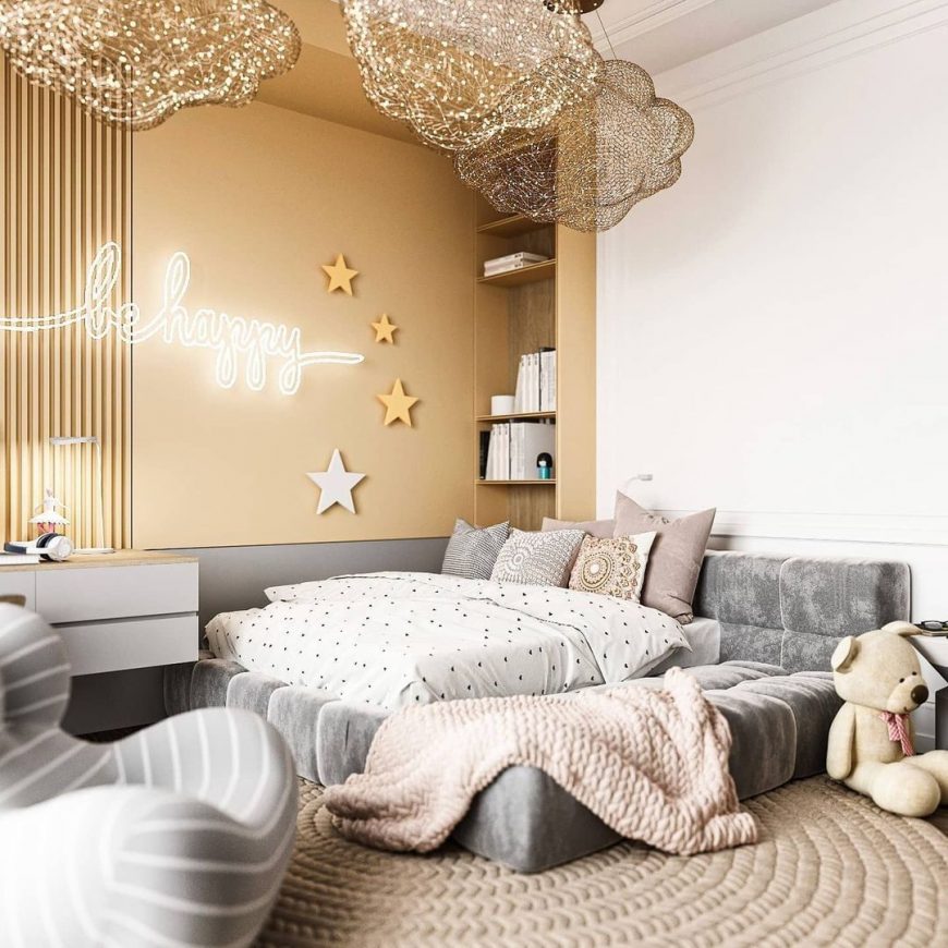 Adorable Kids Bedroom Design by StudioNacrt in soft Yellow Tones