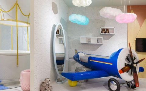 Modern Boys' Bedroom With A Airplane Shaped Bed