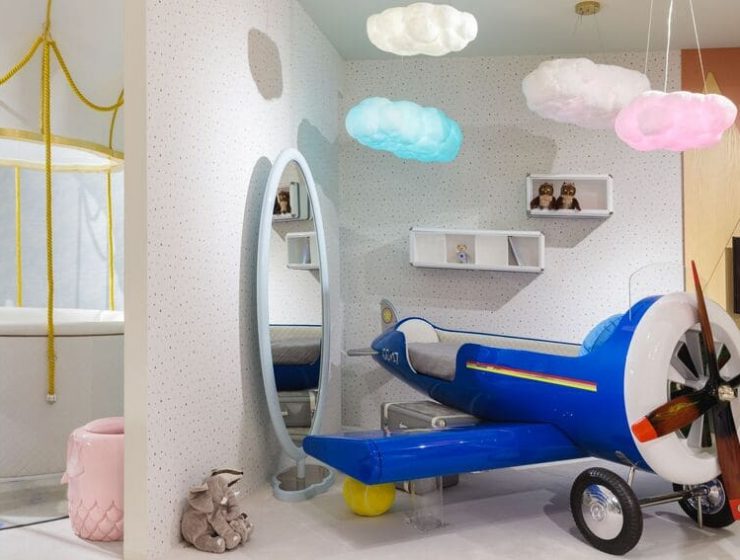 Modern Boys' Bedroom With A Airplane Shaped Bed