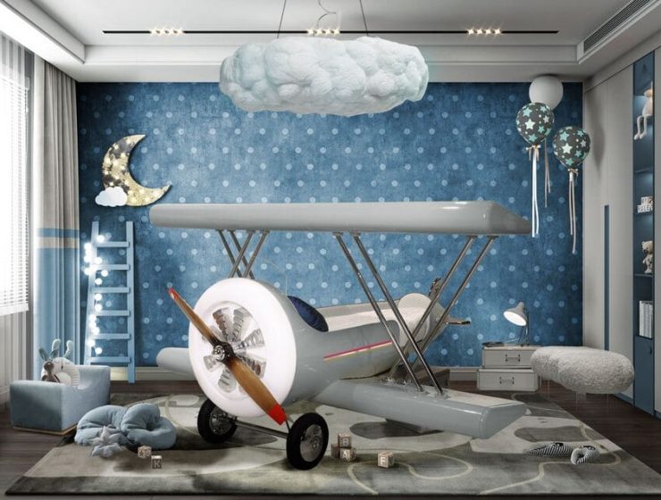 Modern Boys' Bedroom With An Airplane Bed