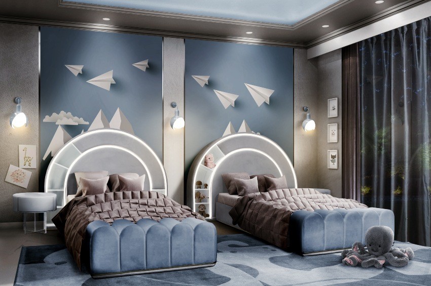 Blue-Toned Bedroom For Little Twins