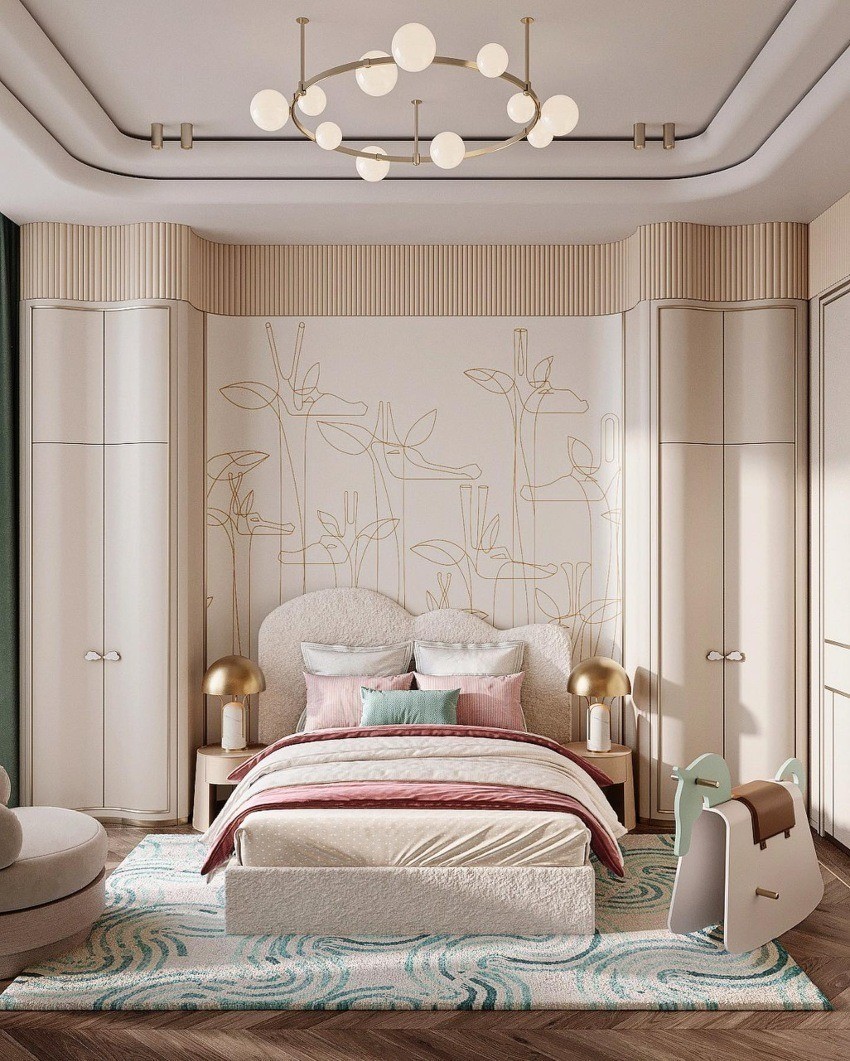 Neutral-Toned Children's Room By Rubleva Design