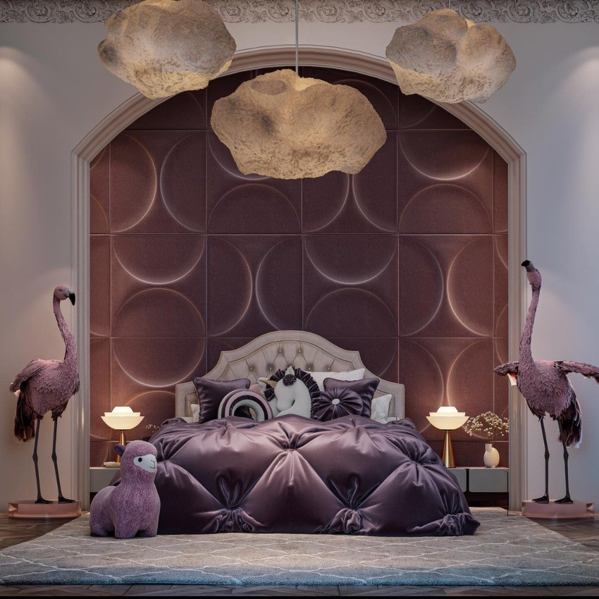 Modern Purple Bedroom By Lujaen Alfares