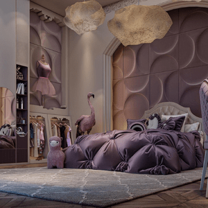 Modern Purple Bedroom By Lujaen Alfares