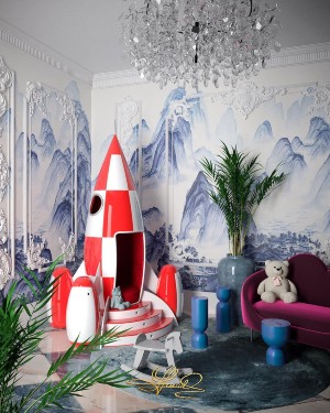 A Living Room For Kids With Magical Spacecraft