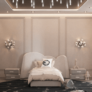 Space-Themed Bedroom In Neutral Tones Space-Themed Bedroom In Neutral Tones